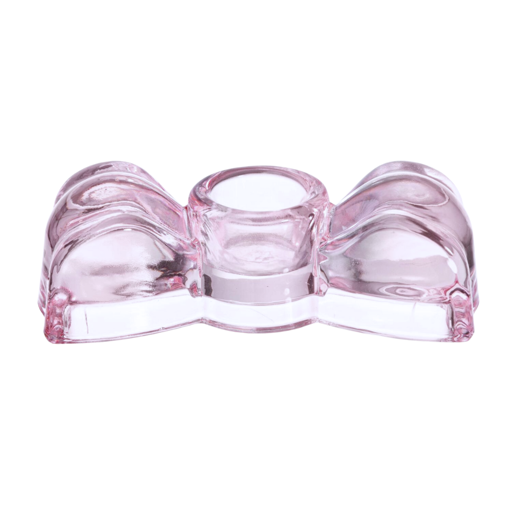 Sløjfe lysestage, lyserød - 10 cm.